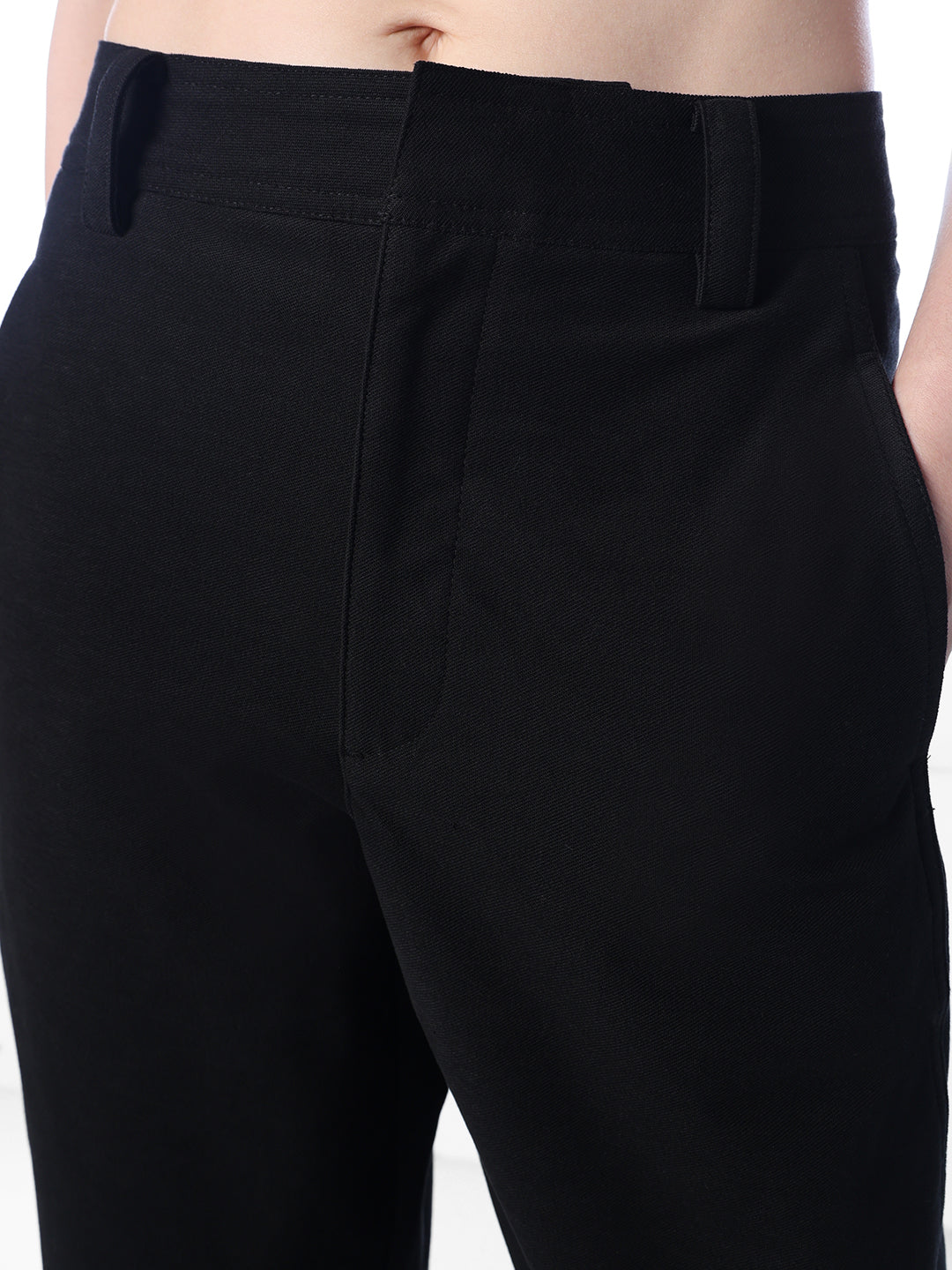 Black High Rise Barrel Fit Pants