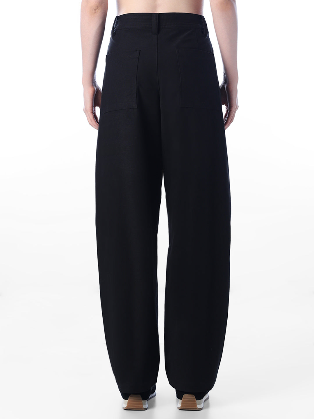 Black High Rise Barrel Fit Pants