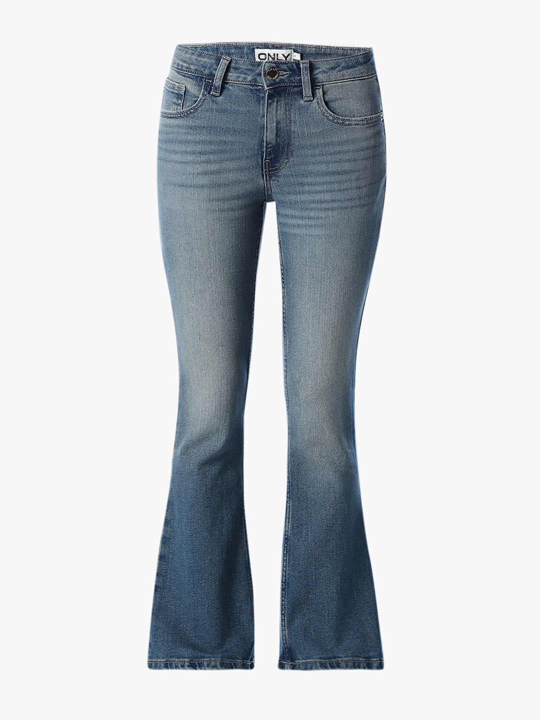 Blue Mid Rise Flared Jeans
