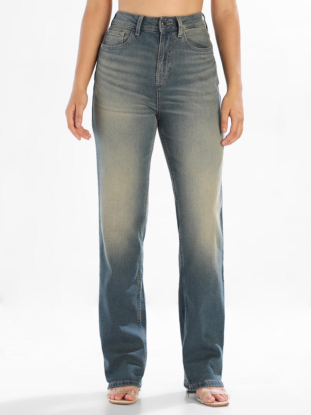 Vintage Washed Straight Fit Jeans