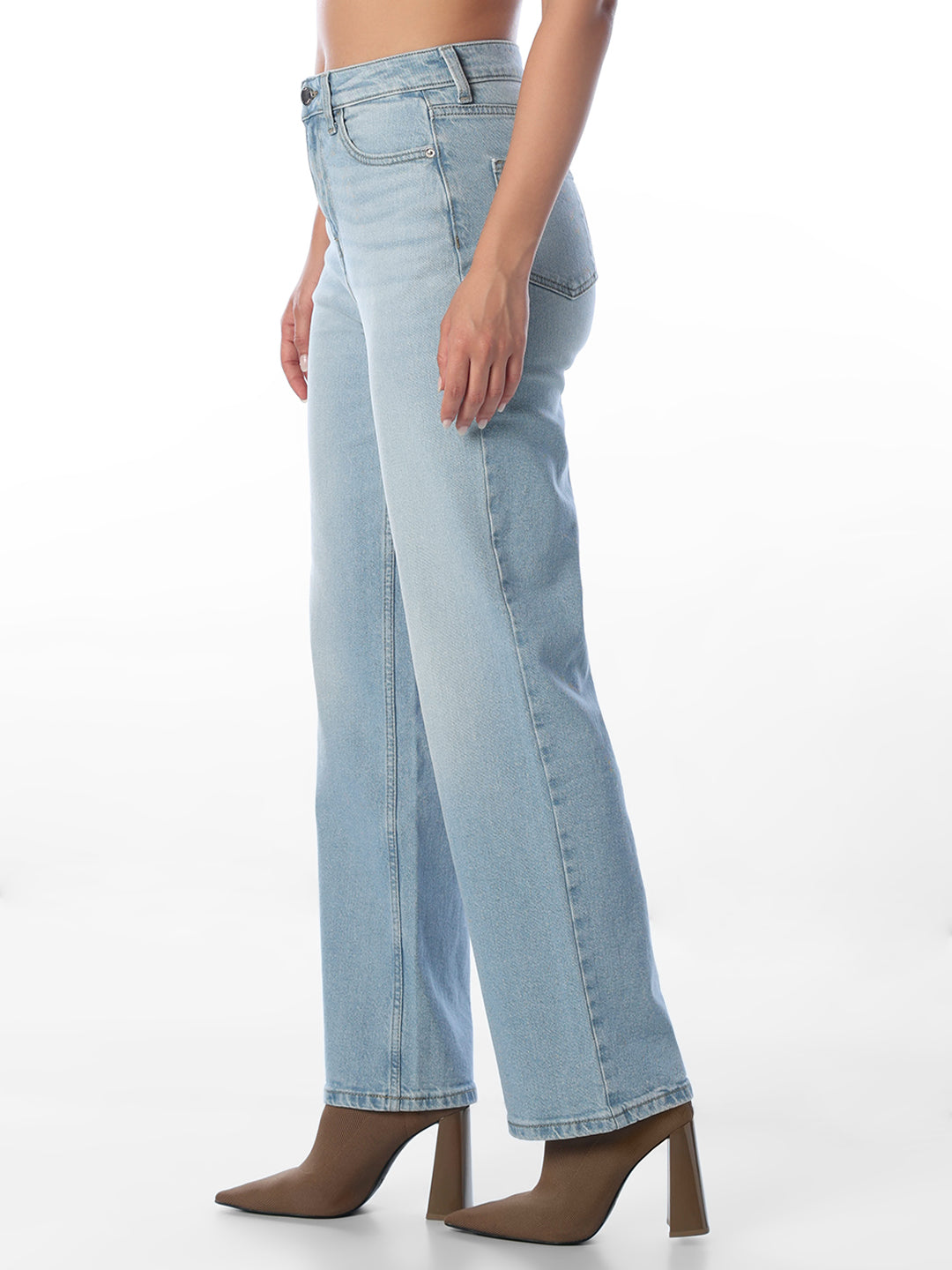 Light Blue High Rise Straight Jeans