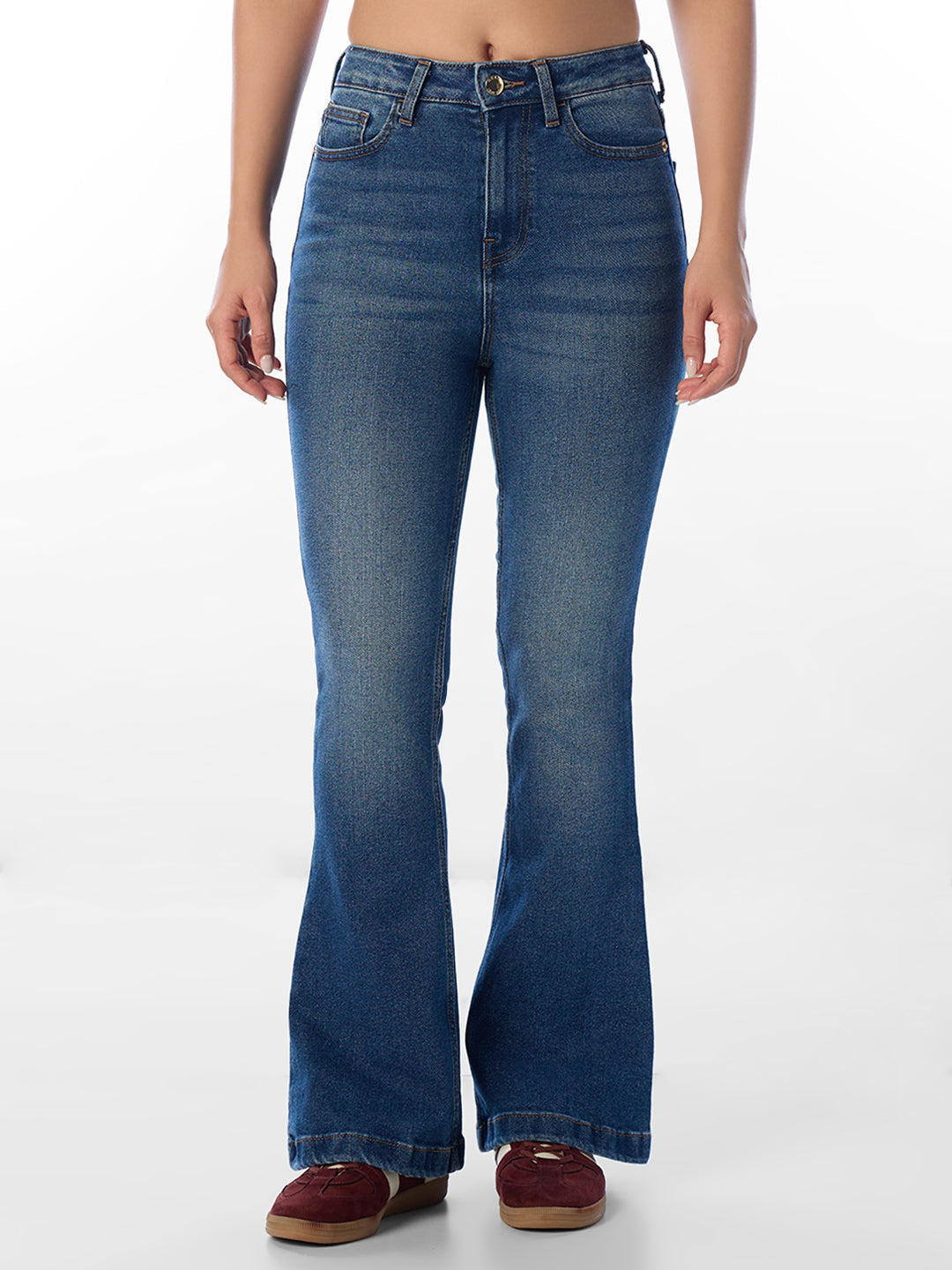 Blue High Rise Flared Jeans