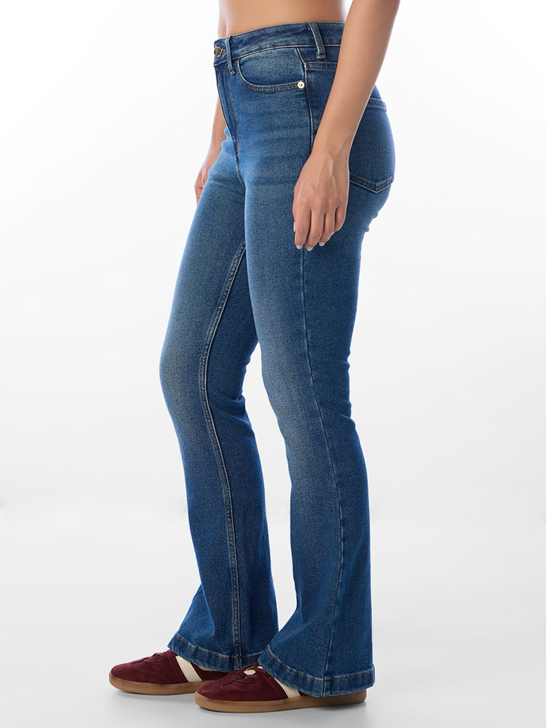 Blue High Rise Flared Jeans
