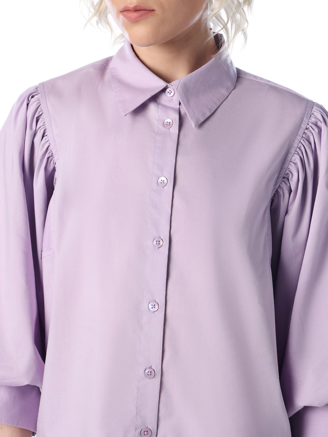 Purple Cotton Blend Shirt