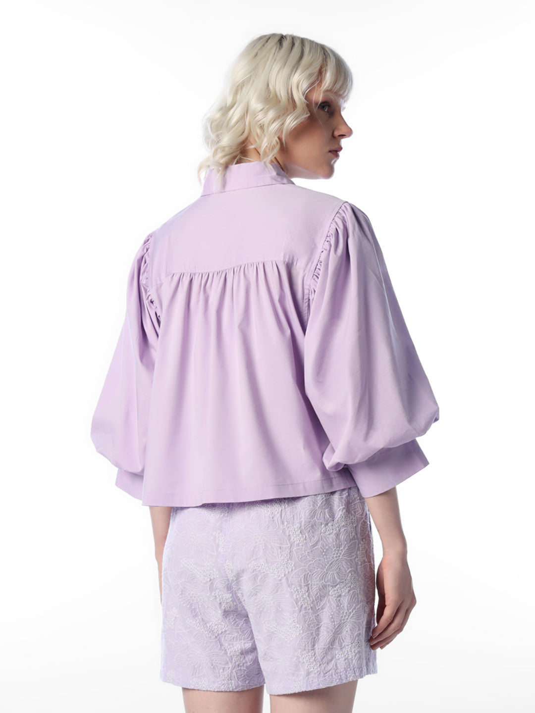Purple Cotton Blend Shirt