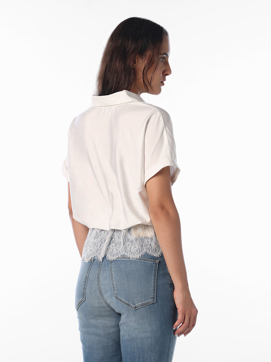 White Lace Trim Shirt