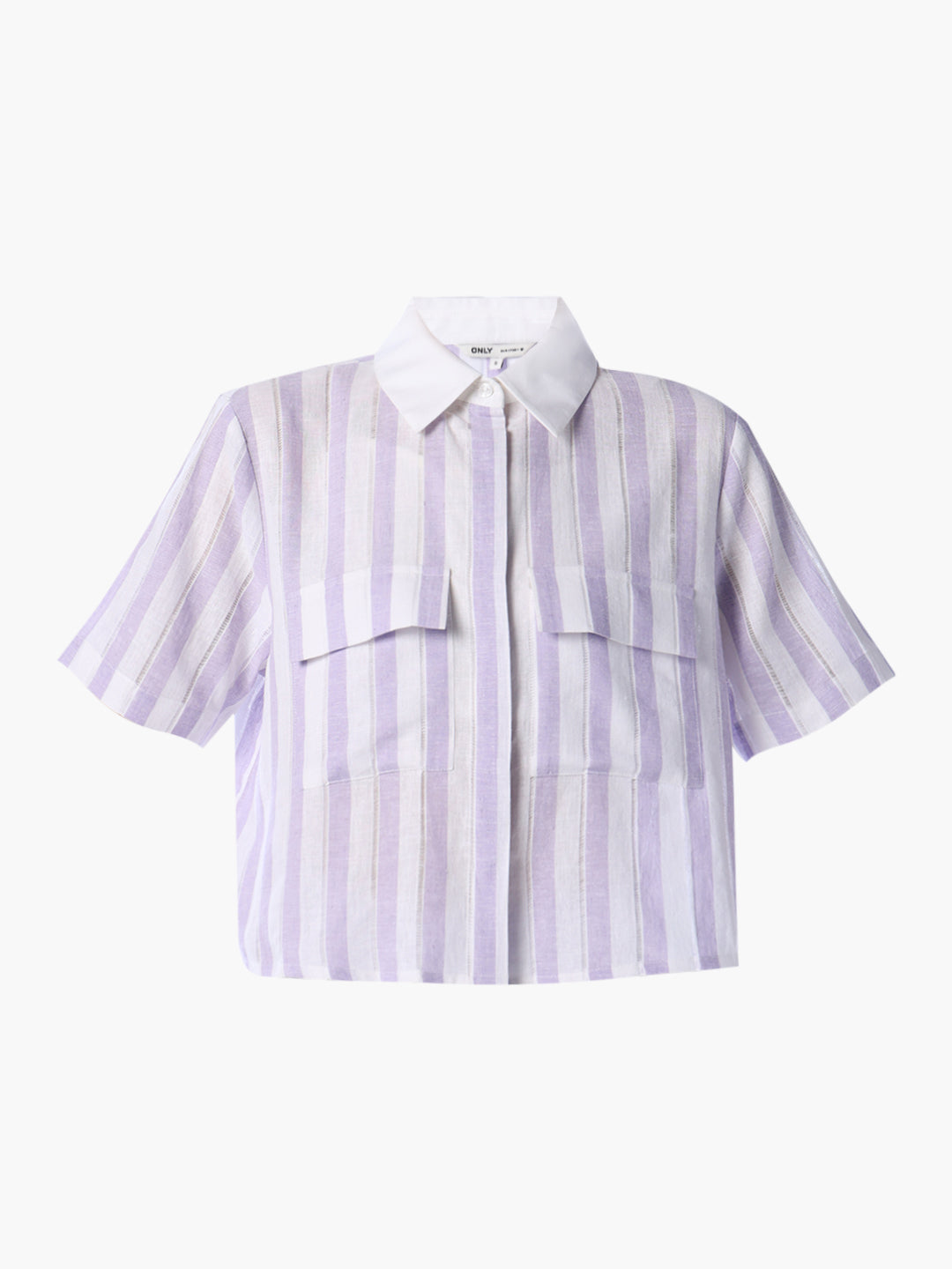 Purple Striped Linen Blend Shirt