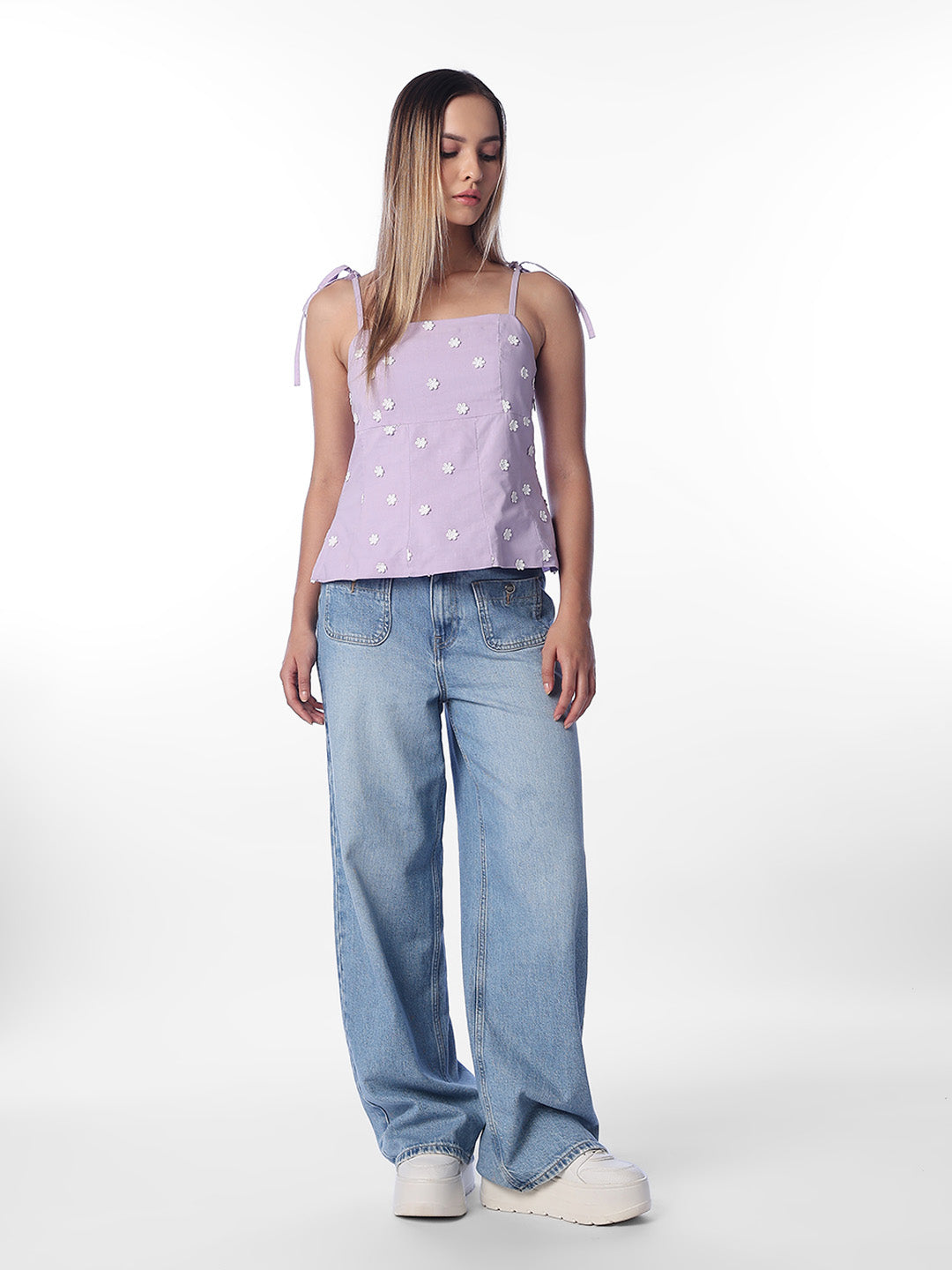 Lilac Floral Embroidered Top