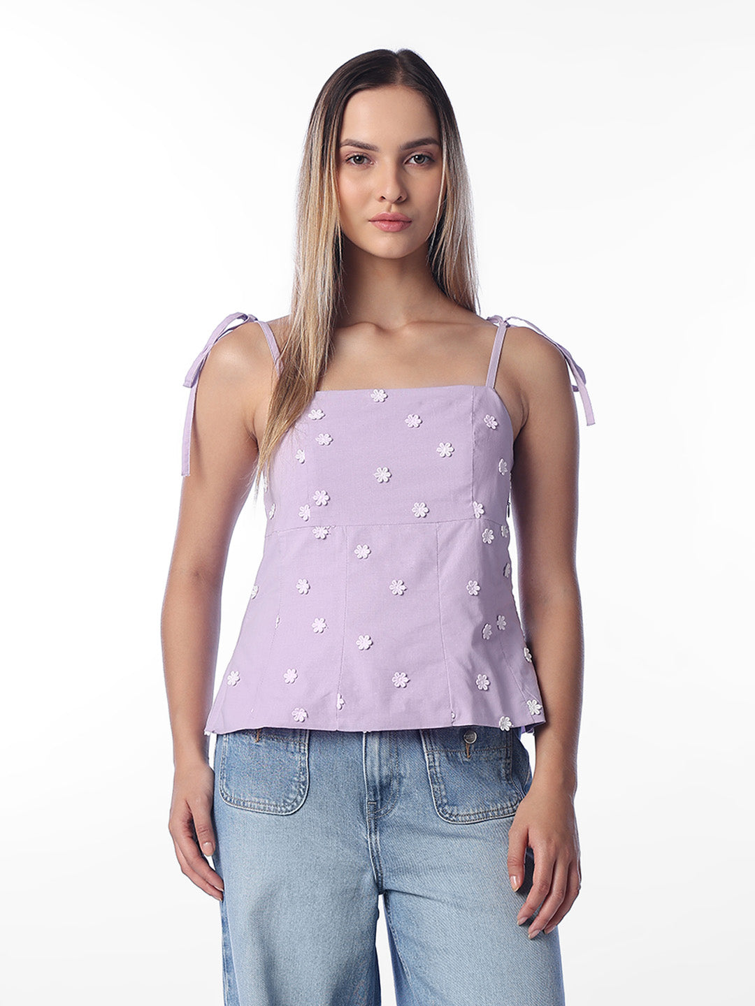 Lilac Floral Embroidered Top
