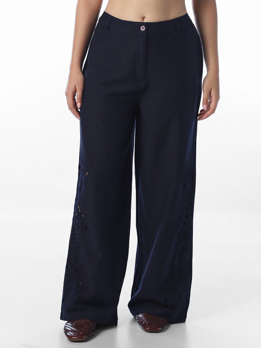 Navy Blue Regular Fit Pants