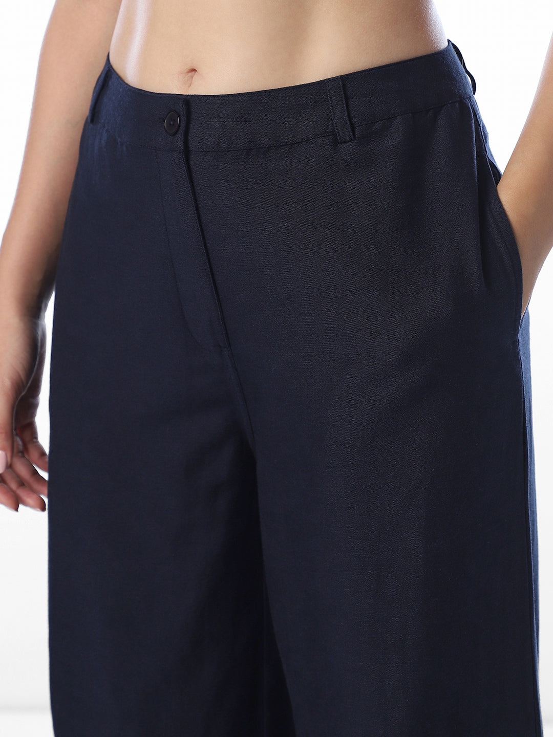 Navy Blue Regular Fit Pants