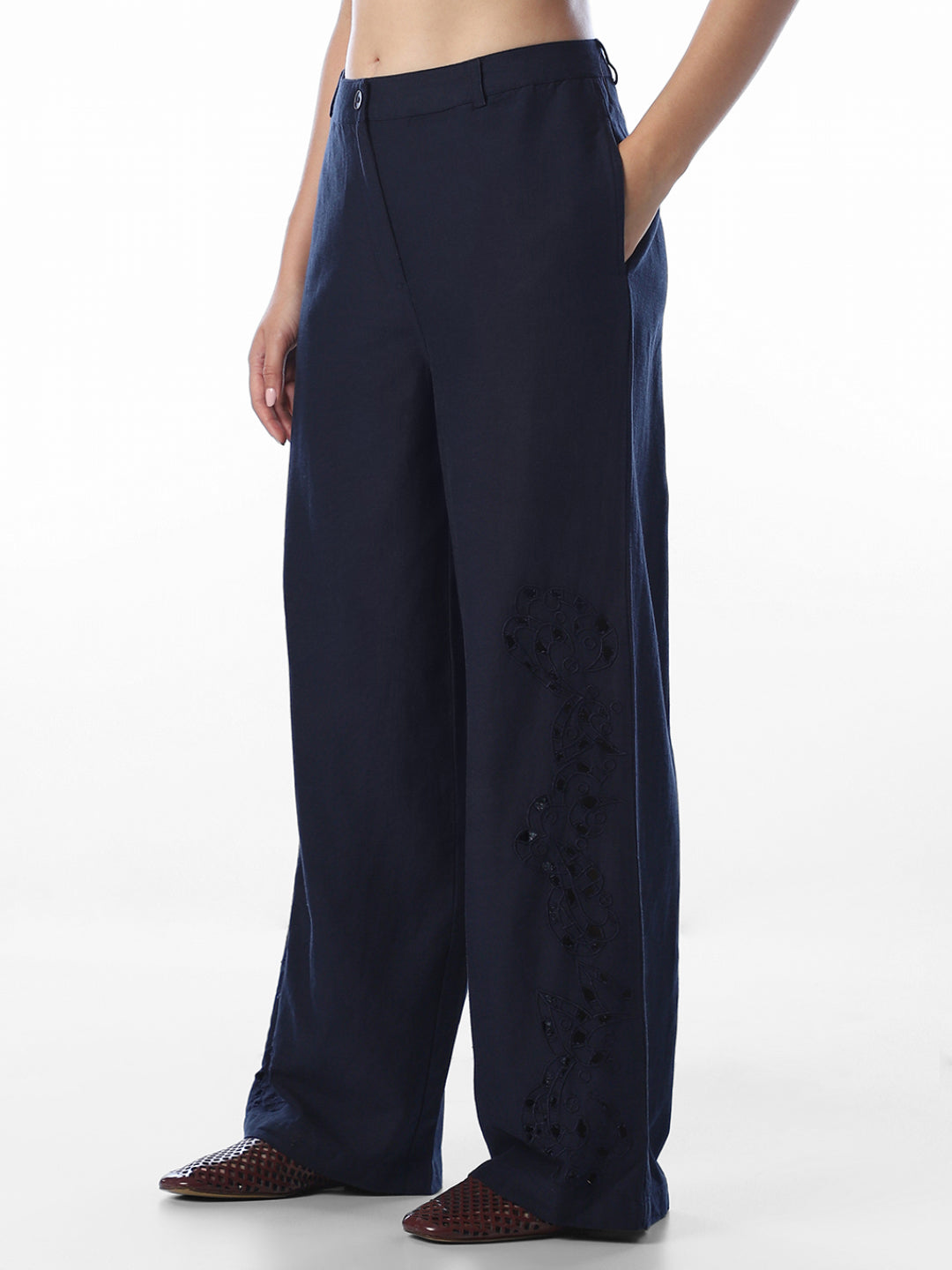 Navy Blue Regular Fit Pants