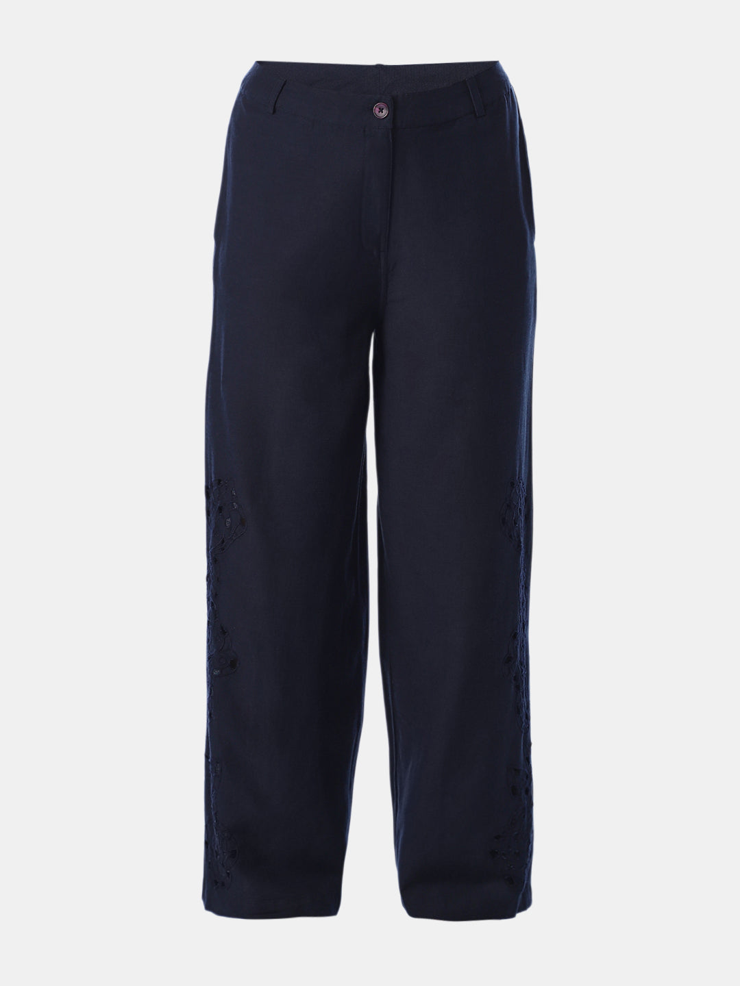 Navy Blue Regular Fit Pants