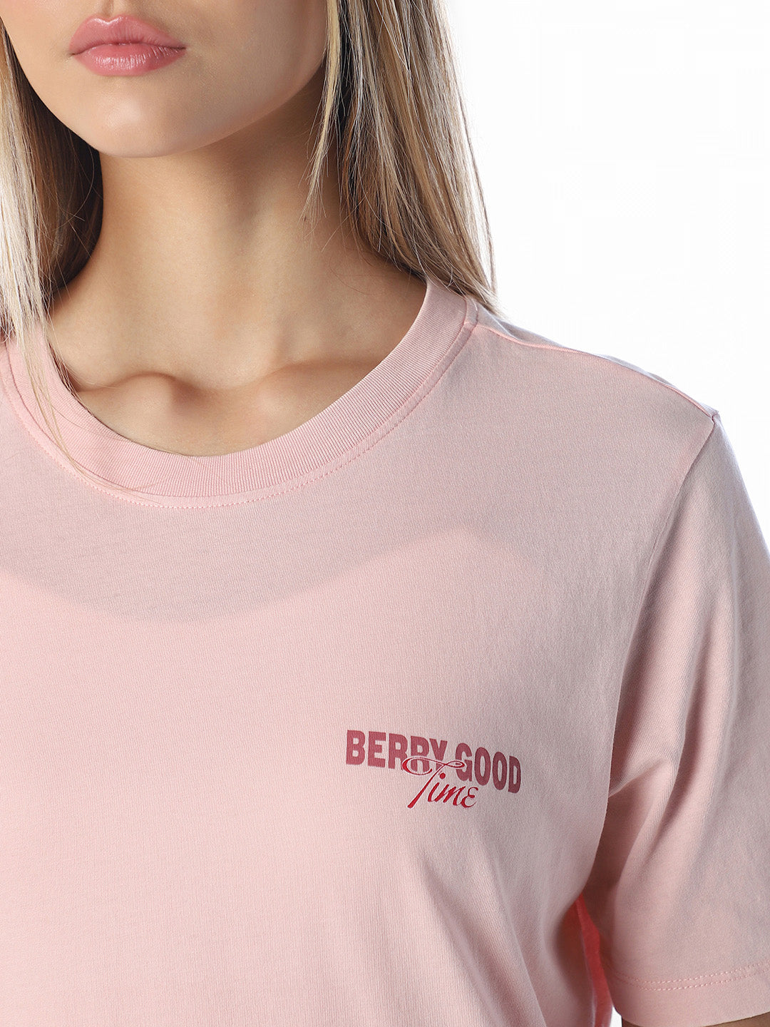 Pink Printed Cotton T-shirt