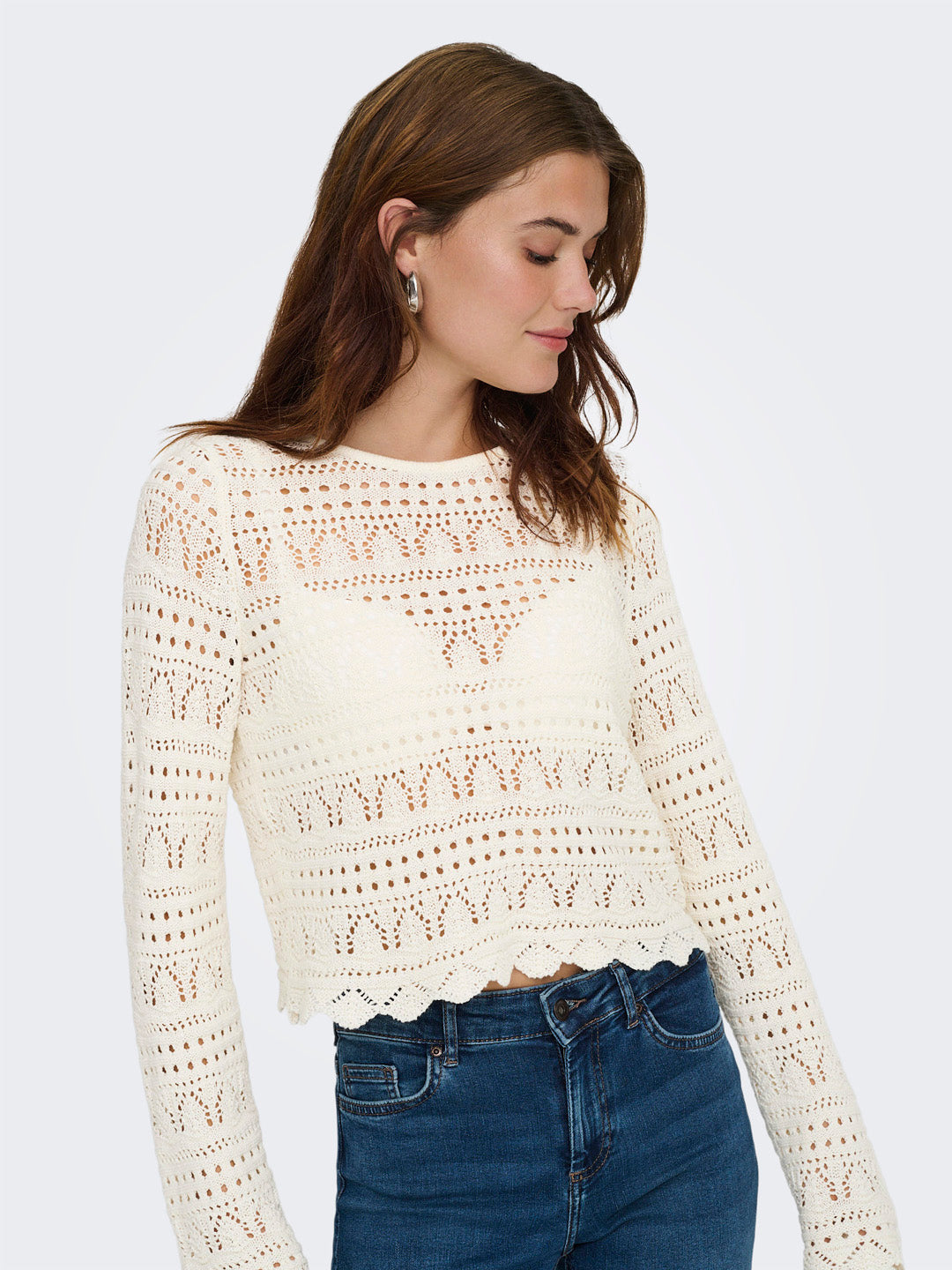 Open Knit Ivory Pullover