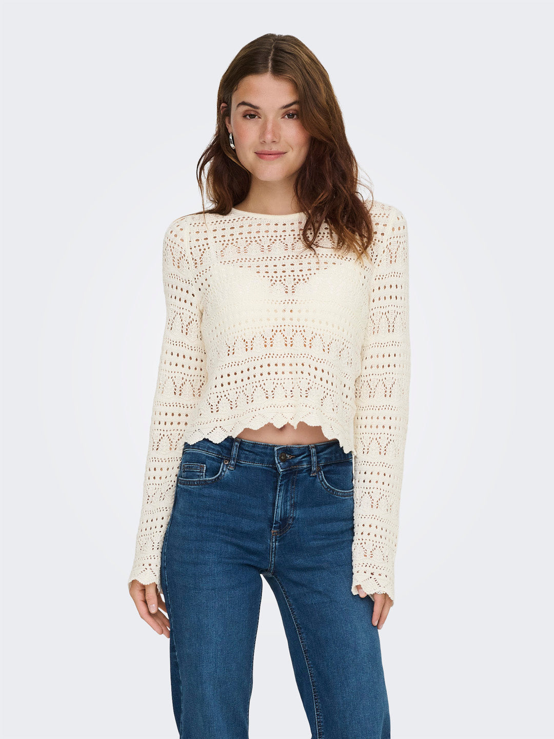 Open Knit Ivory Pullover