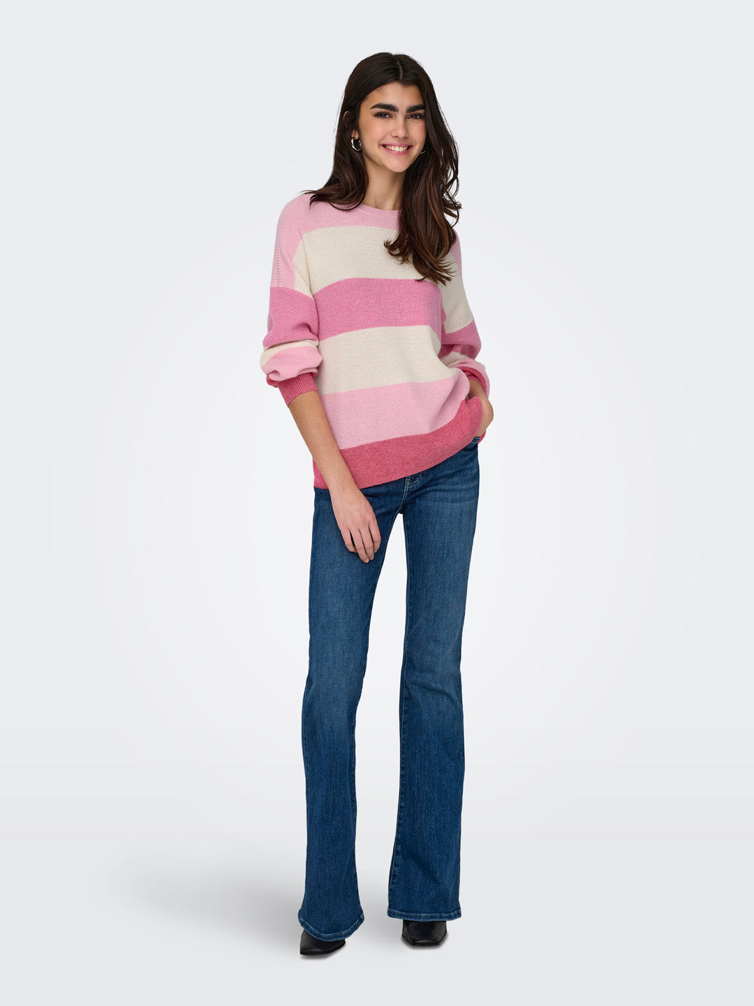 Pink Oversized Colourblocked Pullover