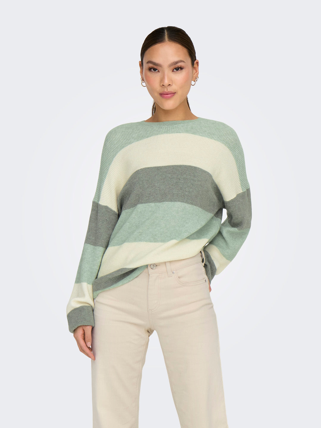 Green Oversized Colourblocked Pullover