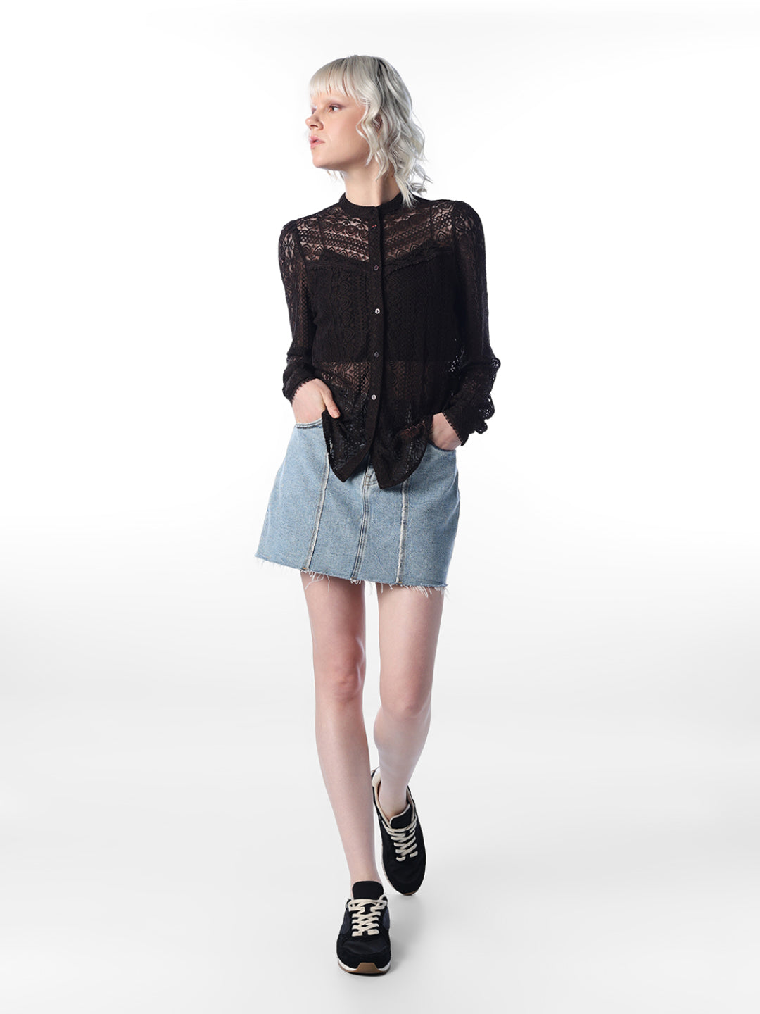 Lace Button-Down Top