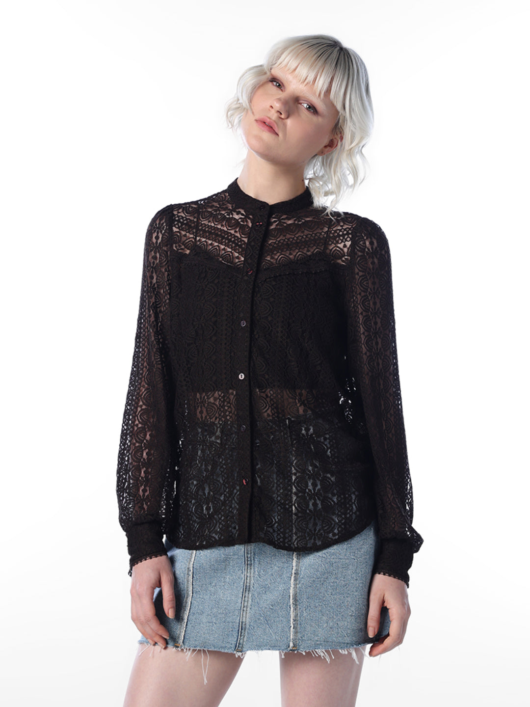 Lace Button-Down Top