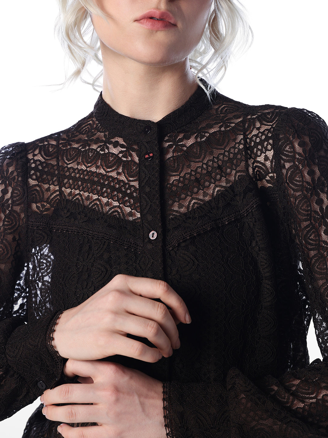 Lace Button-Down Top
