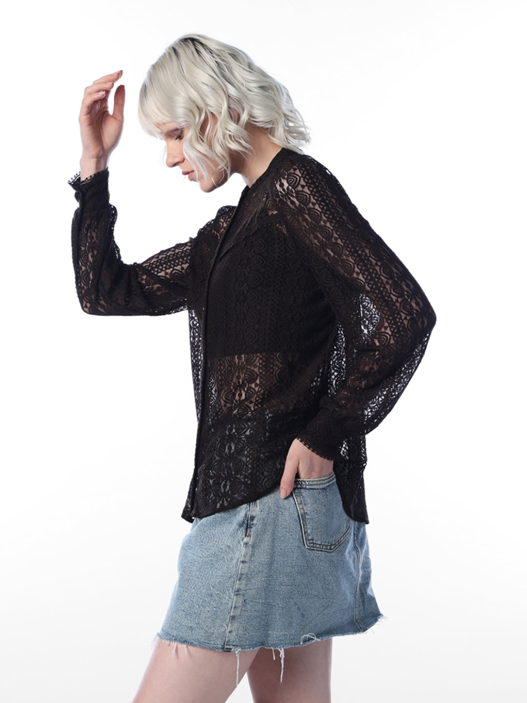 Lace Button-Down Top