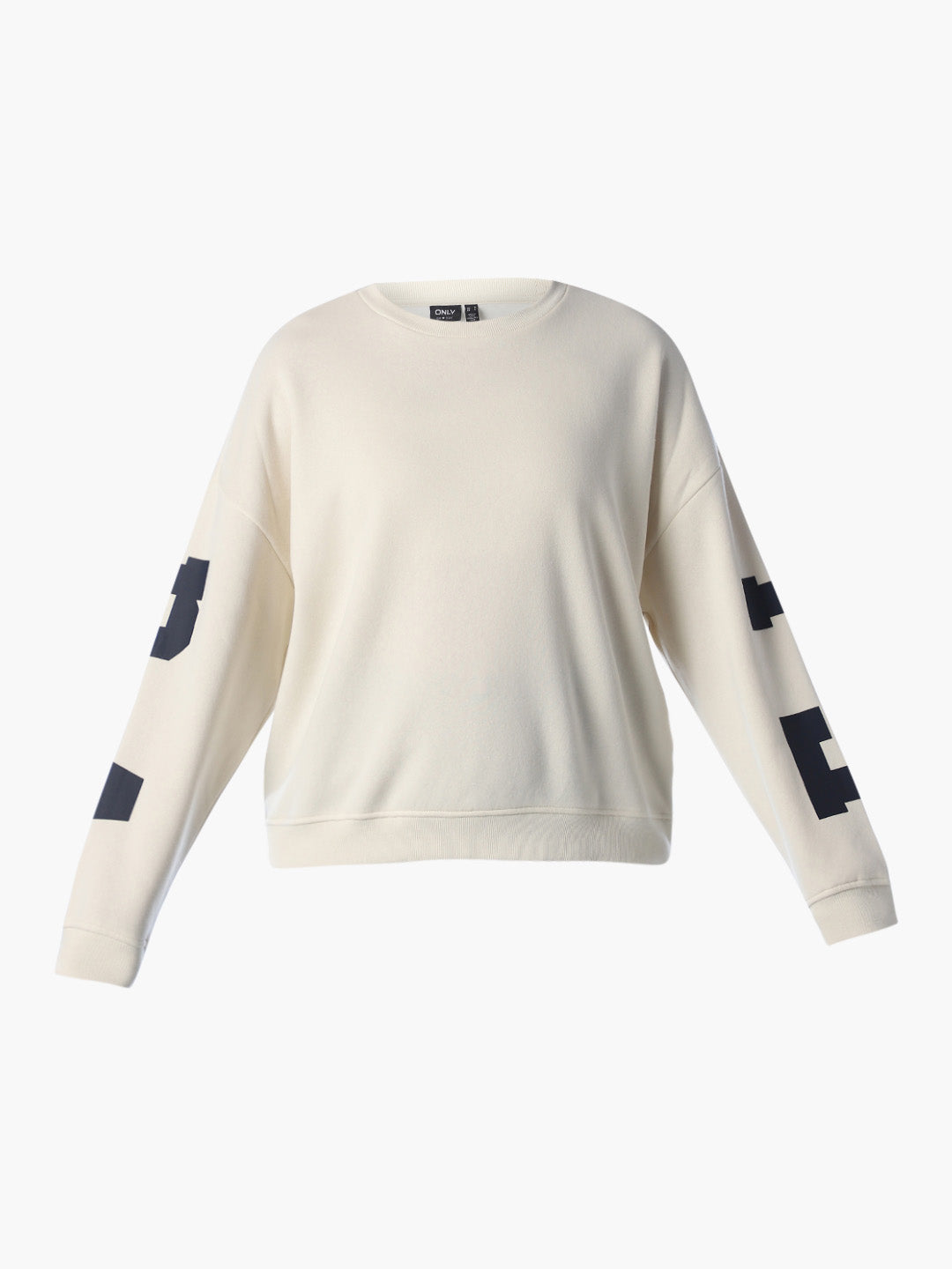 Beige Printed Oversized Sweatshirt