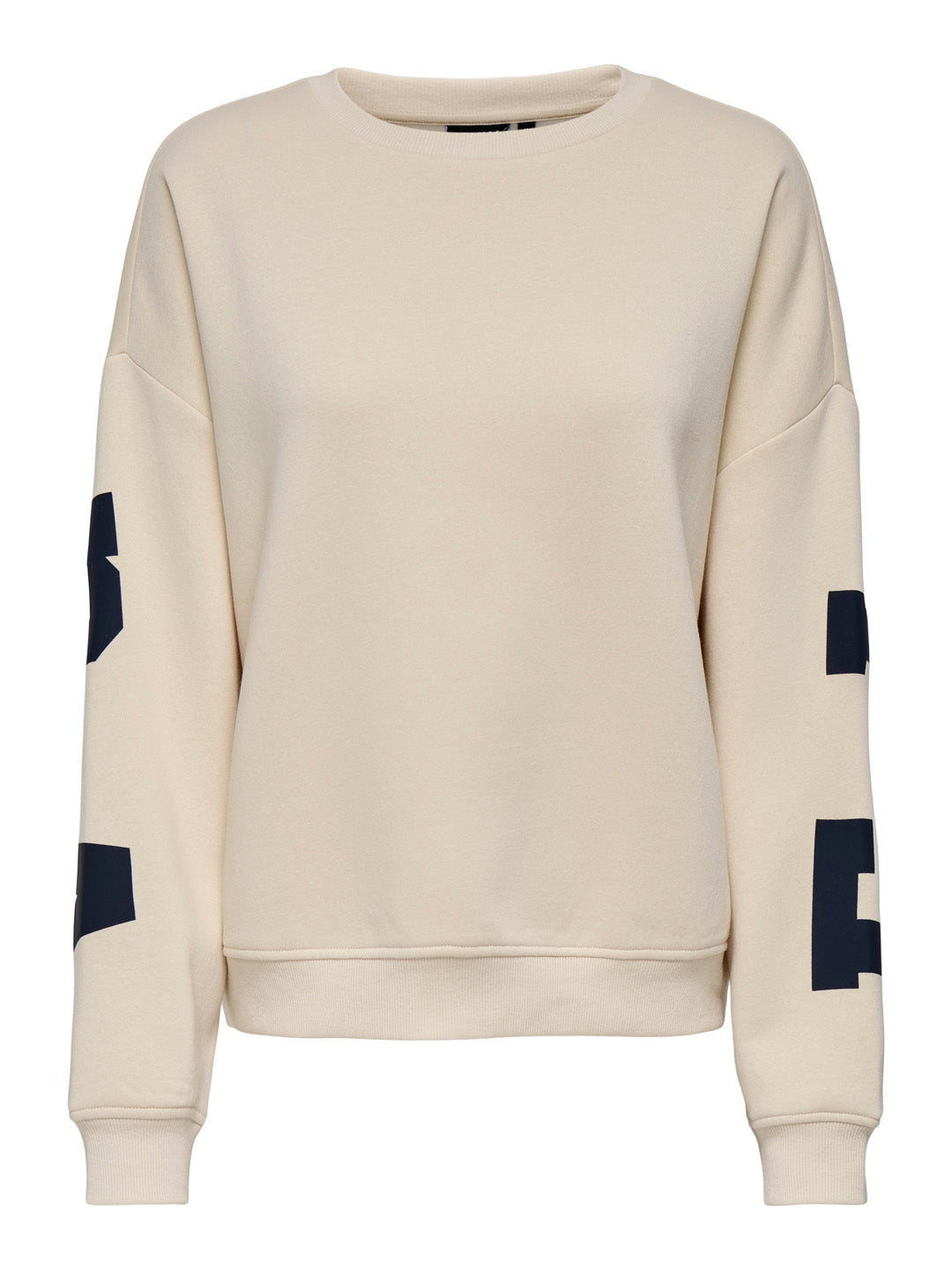Beige Printed Oversized Sweatshirt