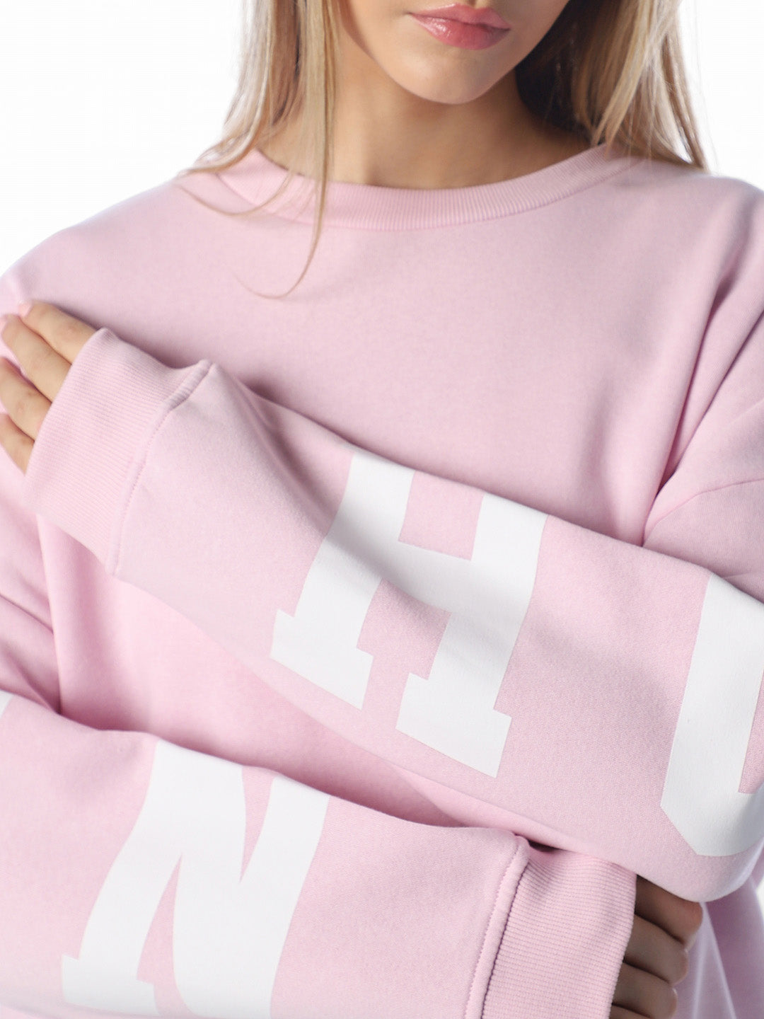 Pink Printed Oversized Sweatshirt