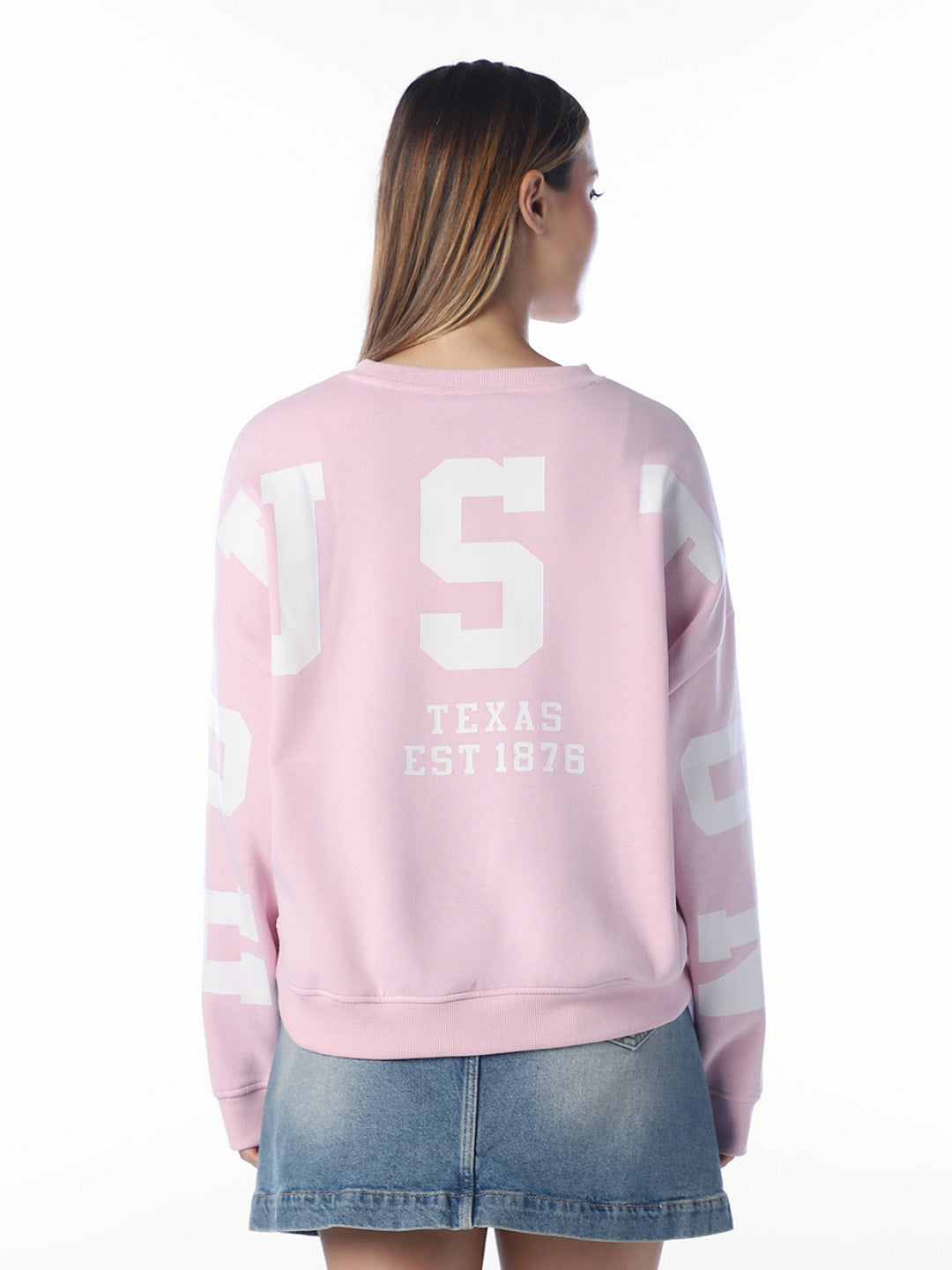 Pink Printed Oversized Sweatshirt