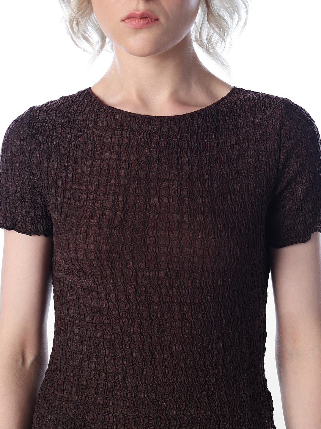 Maroon Textured Fitted Top