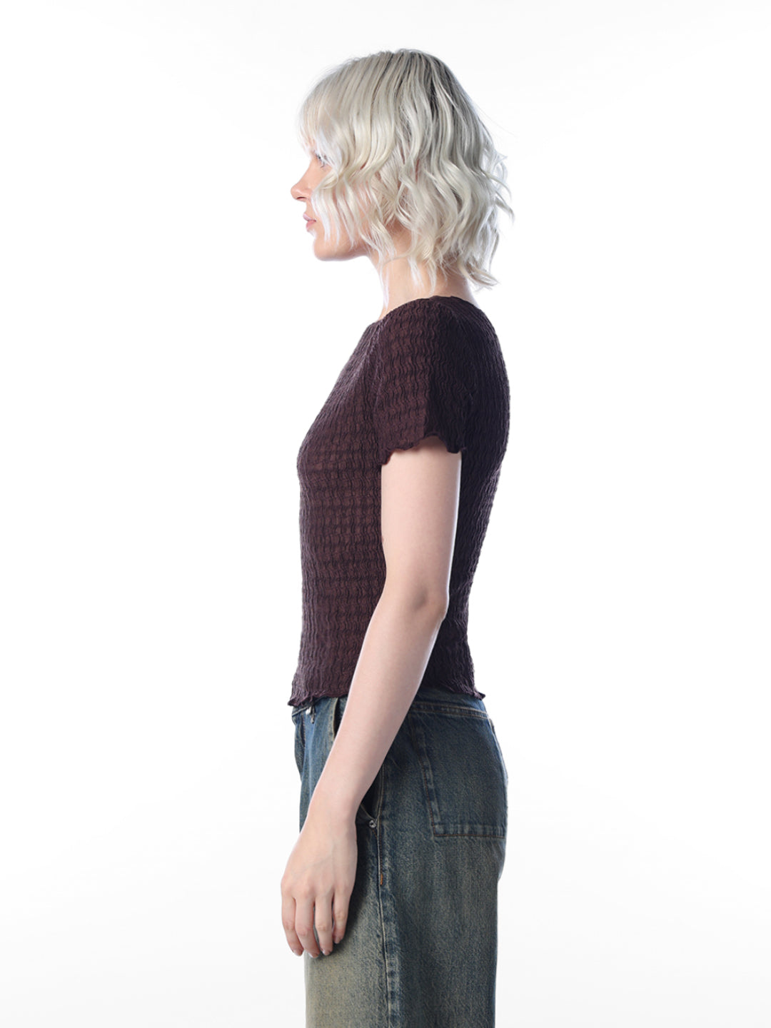 Maroon Textured Fitted Top