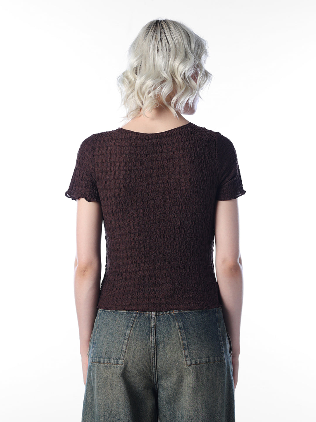Maroon Textured Fitted Top