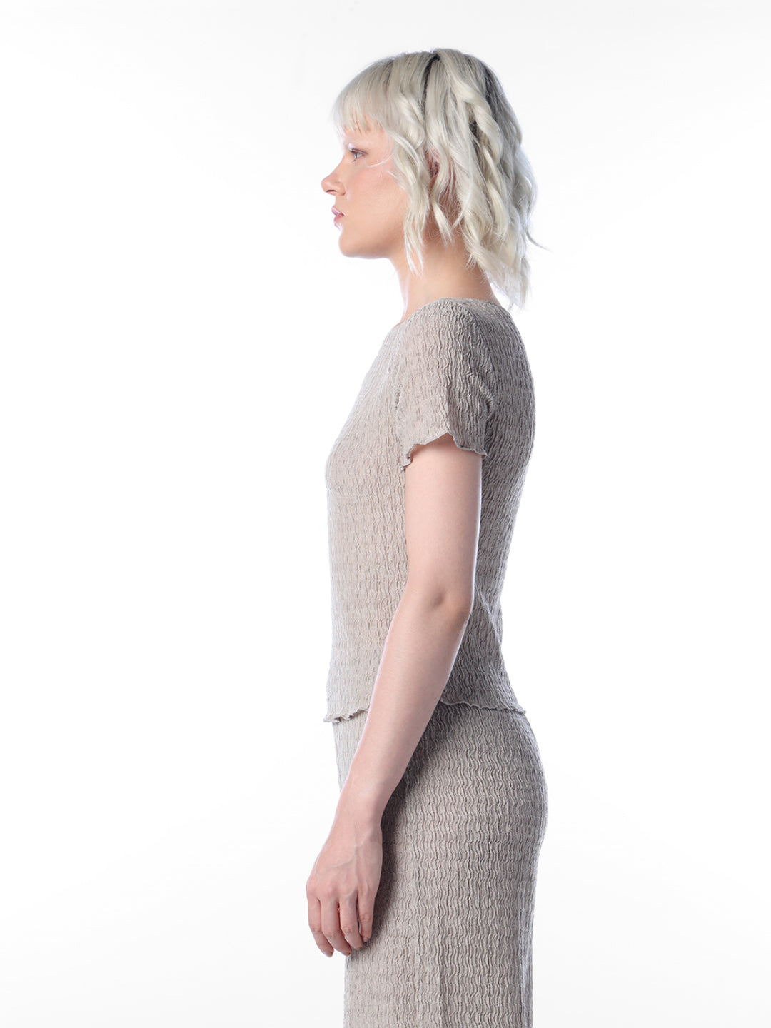 Grey Textured Fitted Top