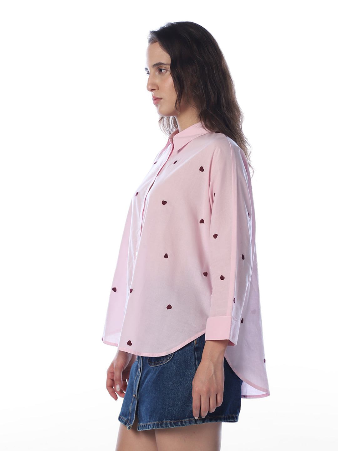 Pink Embroidered Cotton Shirt