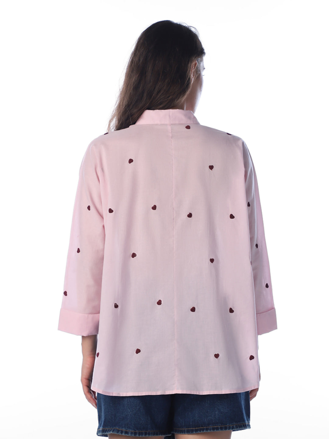 Pink Embroidered Cotton Shirt