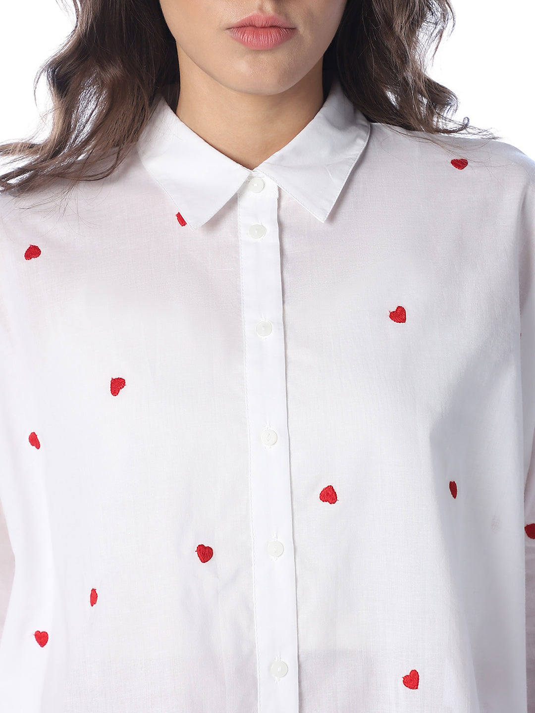 White Embroidered Cotton Shirt