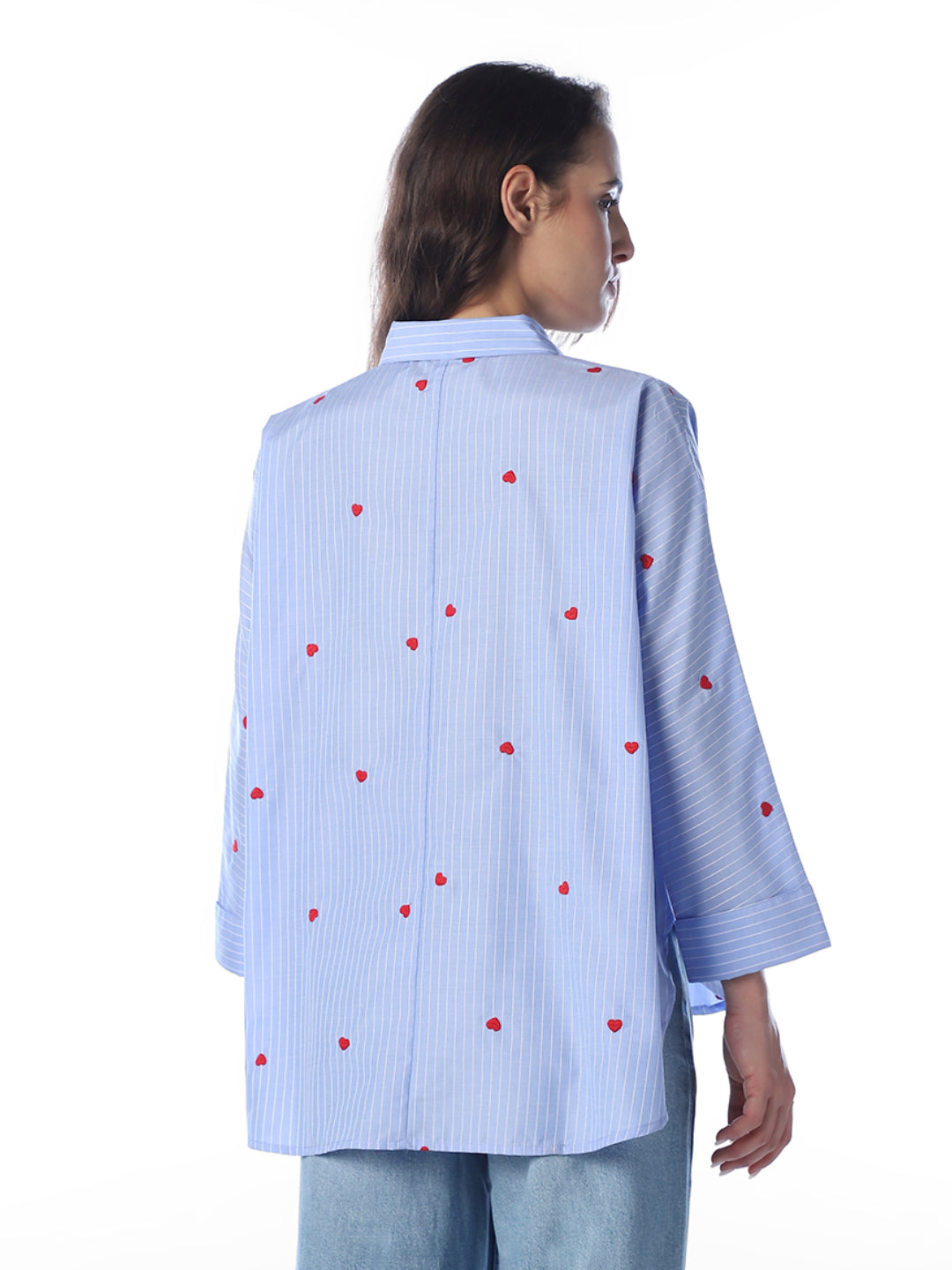 Blue Striped Embroidered Shirt