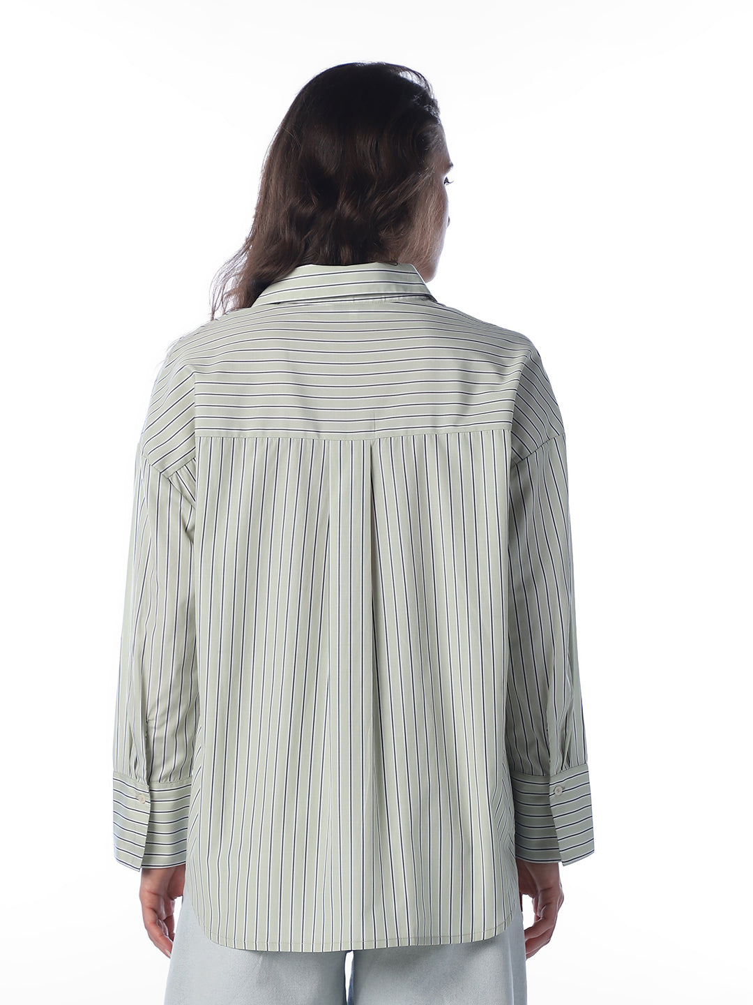 Green Striped Oversized Shirt