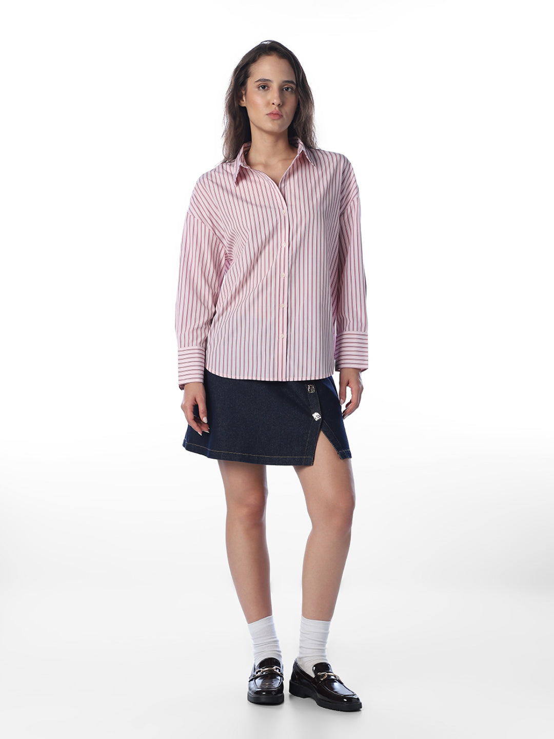 Pink Striped Oversized Shirt