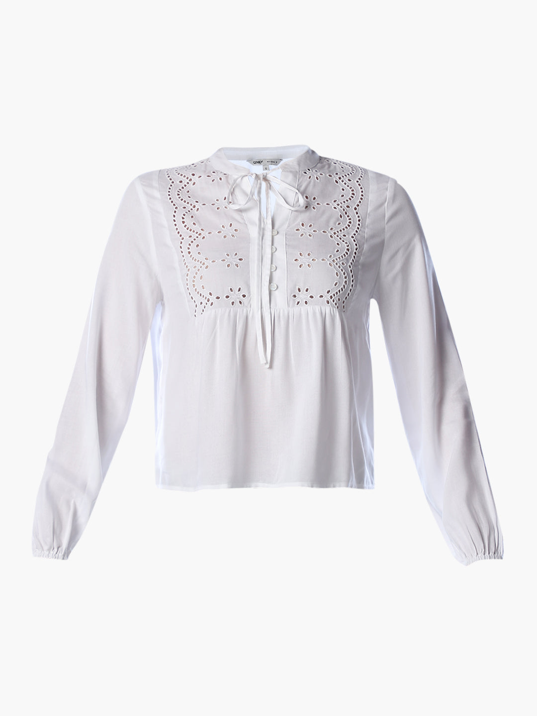 White Embroidered V-Neck Top