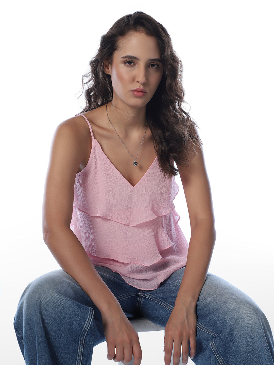 Pink Flounce Cami Top
