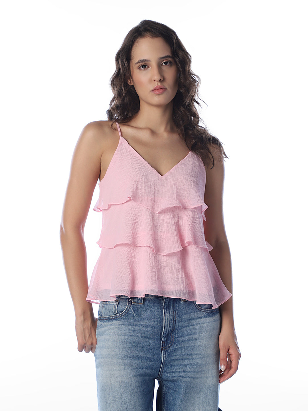 Pink Flounce Cami Top