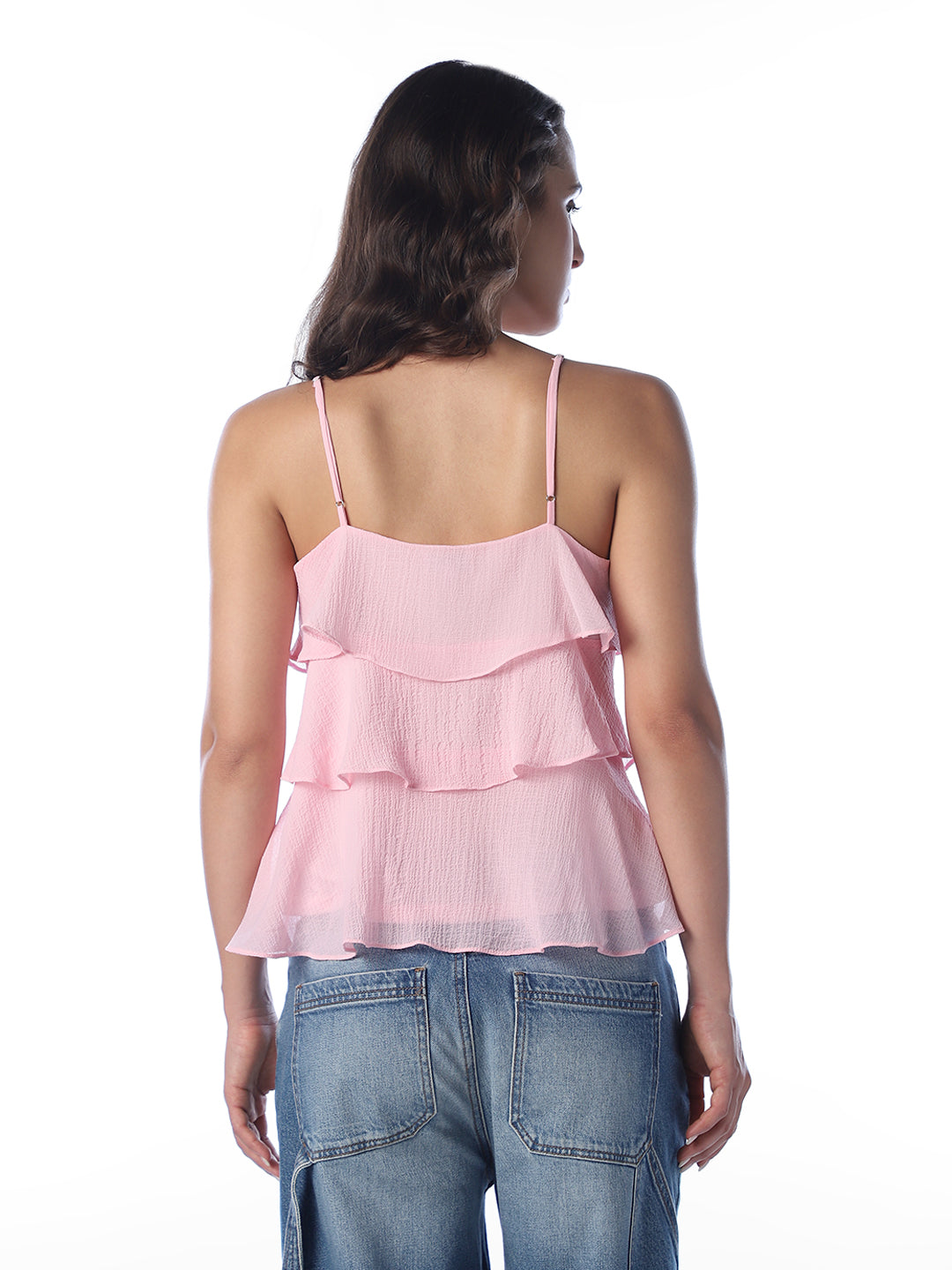 Pink Flounce Cami Top