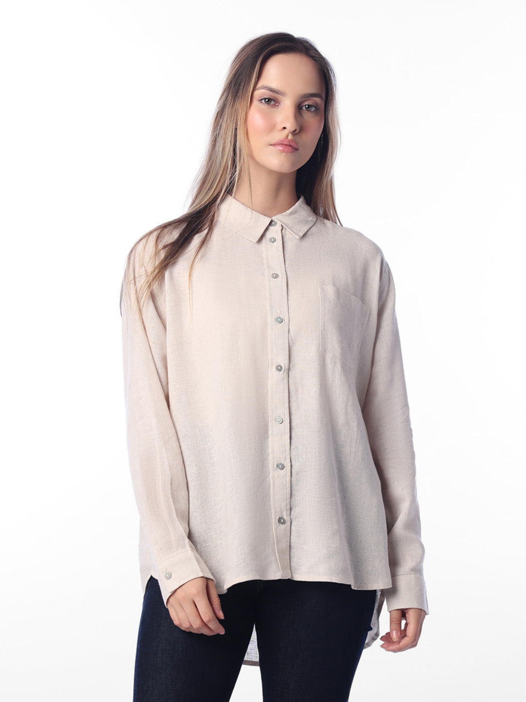 Beige Linen Blend Shirt