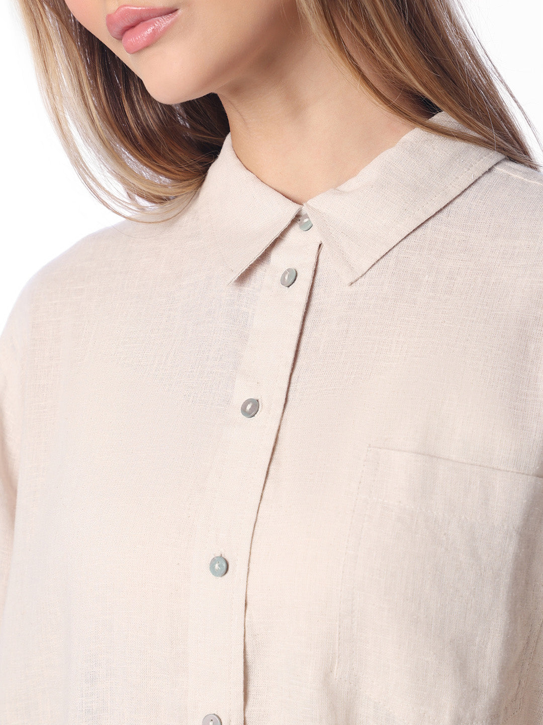 Beige Linen Blend Shirt