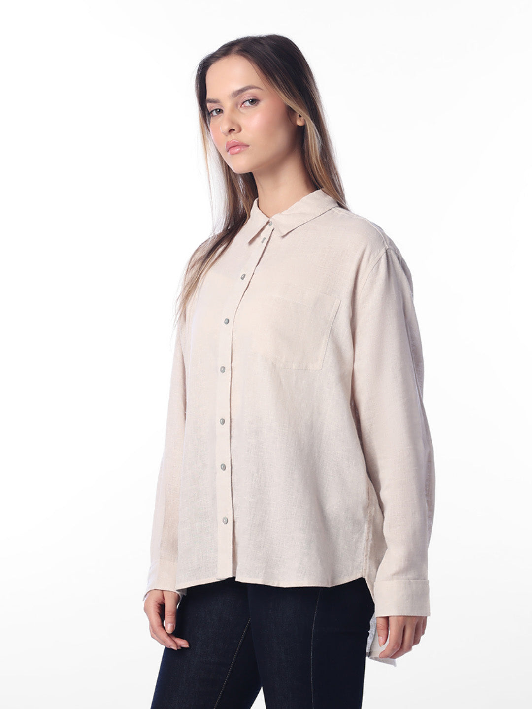 Beige Linen Blend Shirt
