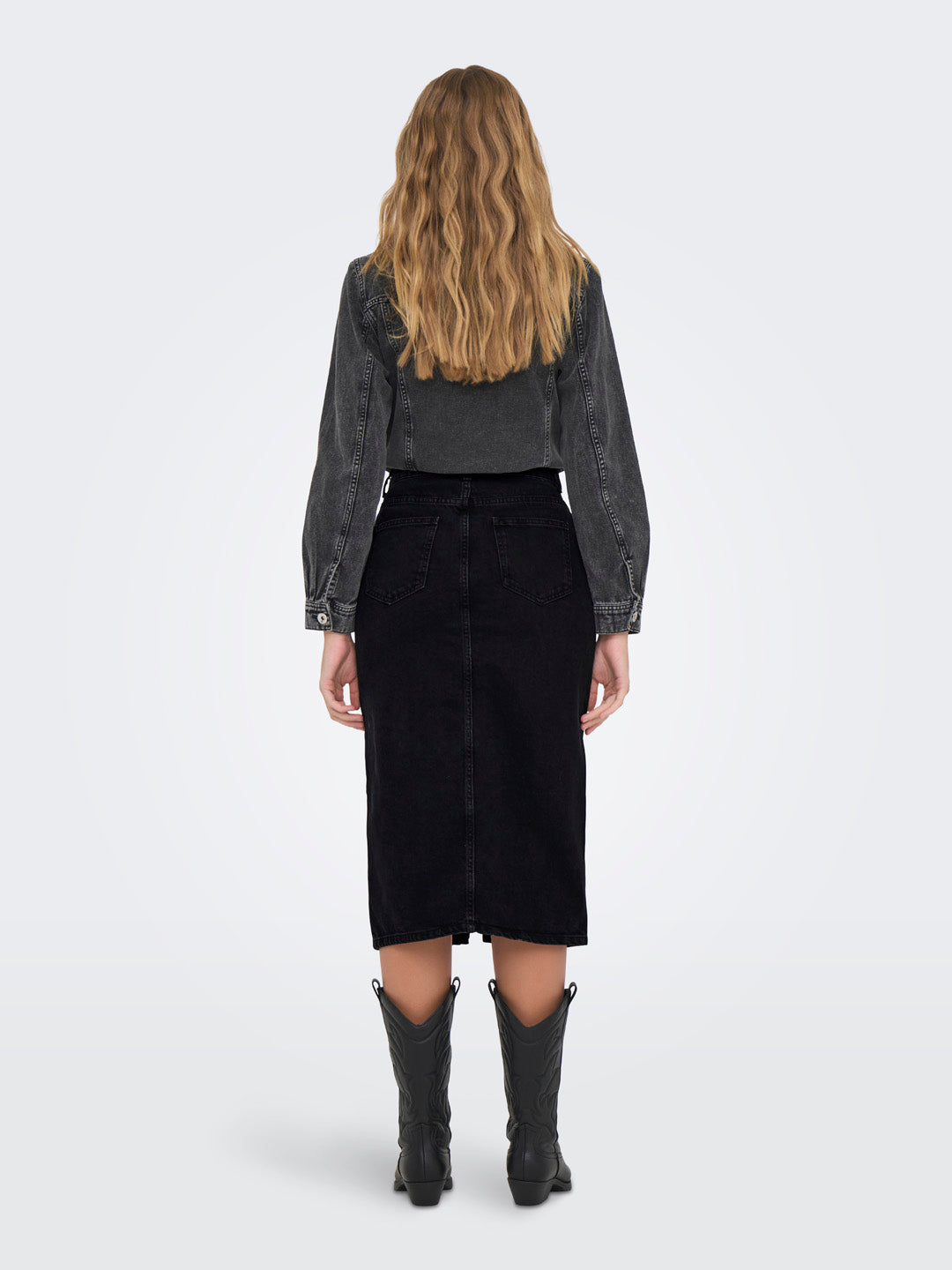 Black Washed Denim Skirt