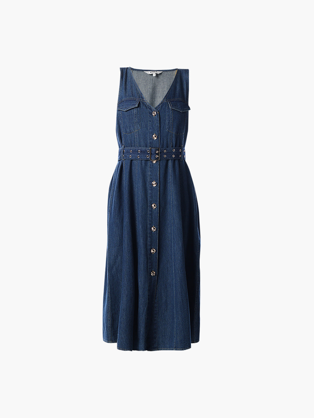 Dark Blue Denim Midi Dress