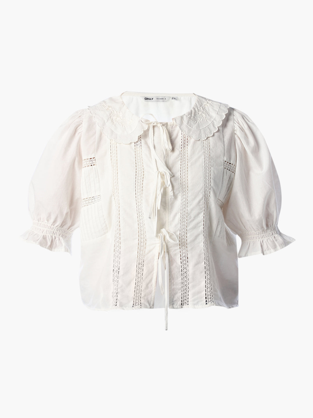 White scalloped embroidered Top